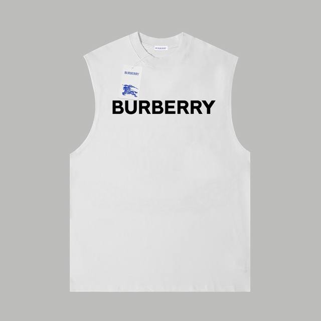 Burberry 博柏利 官网同款 经典Logo压胶字母 双纱纯棉无袖背心- 280G双纱纯棉顶级面料 手感柔软 百分百纯棉独家出货 定染硫化黑无尘处理面料 -