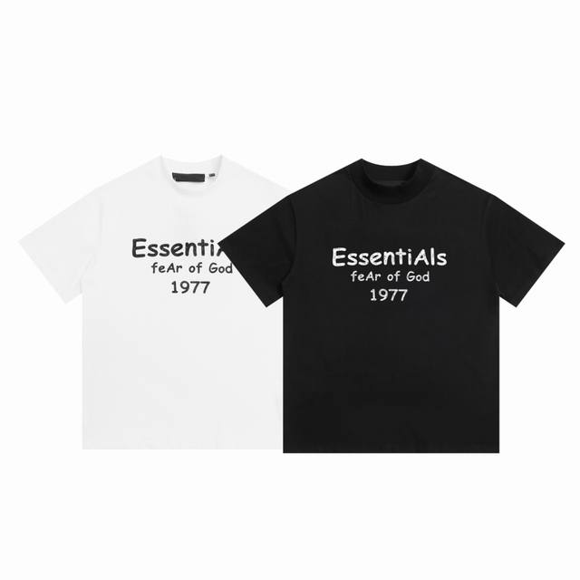 Essentials Fear Of God校园风系列25季度1977字母破洞印花短袖T恤款号：E2365# 颜色：黑色 白色码数：S M L Xl