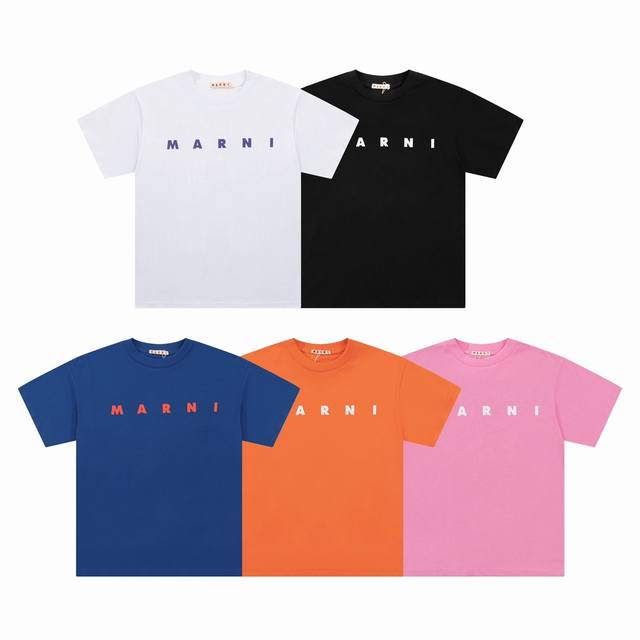 1168#Marni 春季新款棉质Logo印花短袖T恤 原版购入 辅料全订制 面料 版型与官网一致 细节跟足颜色: 黑色 白色 橙色 粉色 彩蓝 码数:38 4