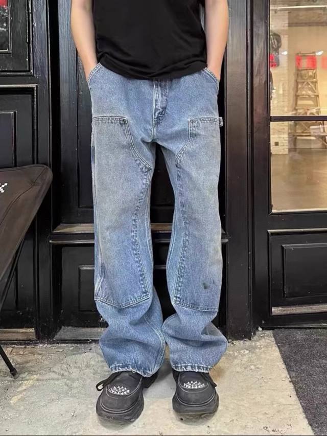 款号6003自主 Carhartt 卡哈特B73做旧水洗牛仔裤工装裤伐木裤 男女同款 Cleanfit工装宽松直筒B01 B136 Vibe风 卡哈特Vinta