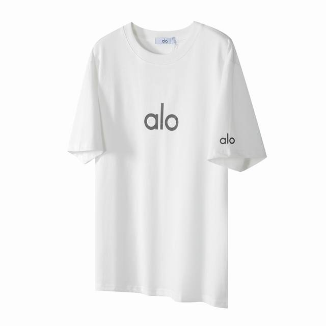 特价 Alo 2025Ss字母印花Logo简约短袖T恤购入原版开发 进口浆料 随便水洗不会任何变形 保证不掉色不开裂 印花精细 采用280G精梳棉双纱面料 定染