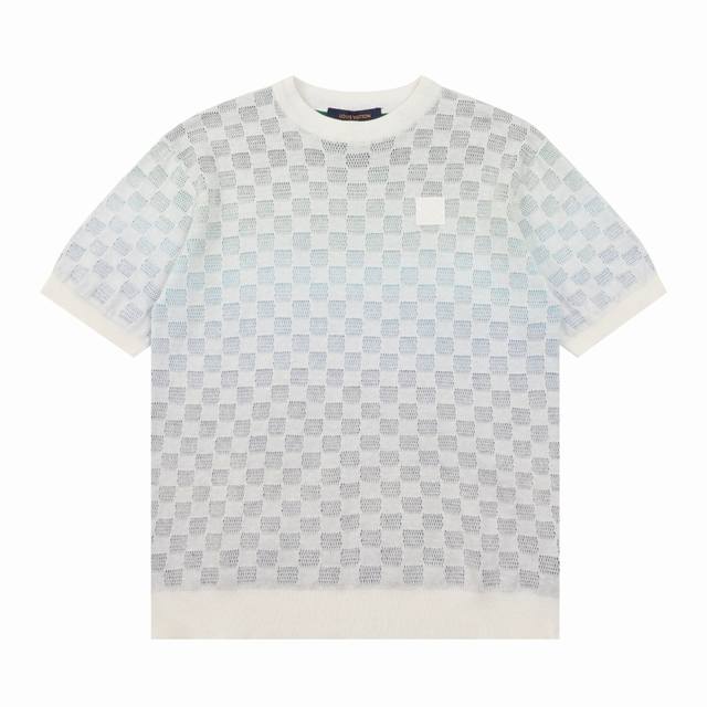 Louis Vuitton 路易威登 方块棋盘格彩色渐变提花针织短袖尺码：Xs-L