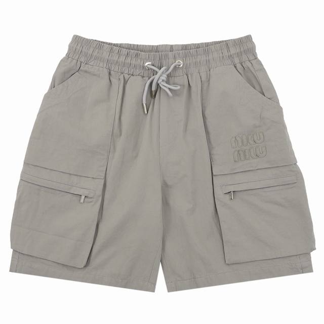 Miumiu 缪缪 刺绣徽标工装短裤Size:Xs-L