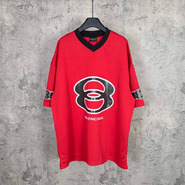 Blcgamerican Football Top In Red 25Fall 秋季新款双环王球衣V领短袖T恤颜色: 红色 黑色尺码: 1-2-3-4