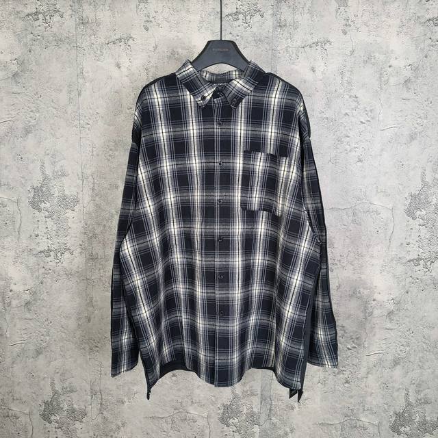Blcghybrid Overshirt In Black Grey 25Fall 新款格子拼接双面夹克衬衫外套420克纯棉大毛圈面料后背直喷印花Logo定制原