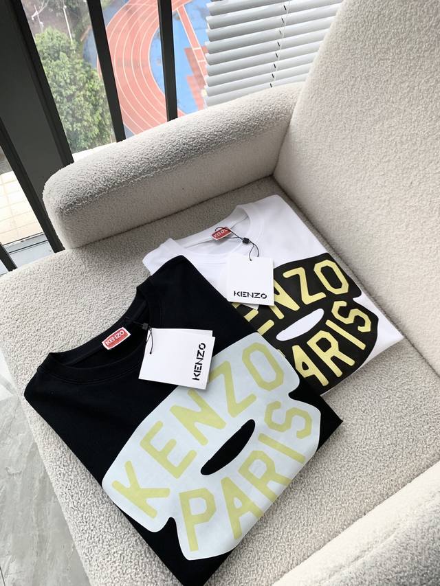 Kenzo 2025最新款潮牌情侣款，经典Logo印花圆领T恤，春夏新品！高品质280克纯棉面料，时尚百搭经典潮款 ，穿着舒适，透气 时尚，不失个性， 帅气有型