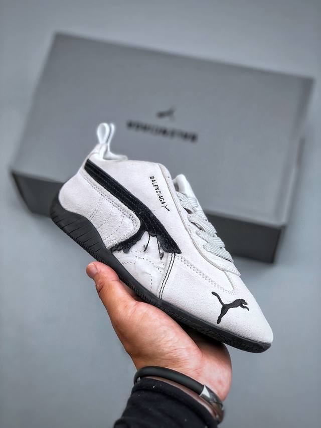 注意 卡片袋子丢失扣10 线头减掉不退换 Puma 彪马 X Balenciaga巴黎世家 Speedcat Suede 系列 薄底鞋 牛皮绒面革 圆头做旧磨损