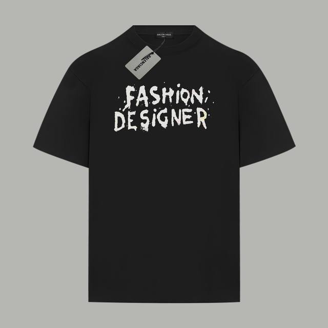 Balenciaga巴黎世家 官网同款 限定泼墨字母Logo 印花双纱纯棉短袖 - 280G双纱纯棉顶级面料 手感柔软 百分百纯棉独家出货 定染硫化黑无尘处理面