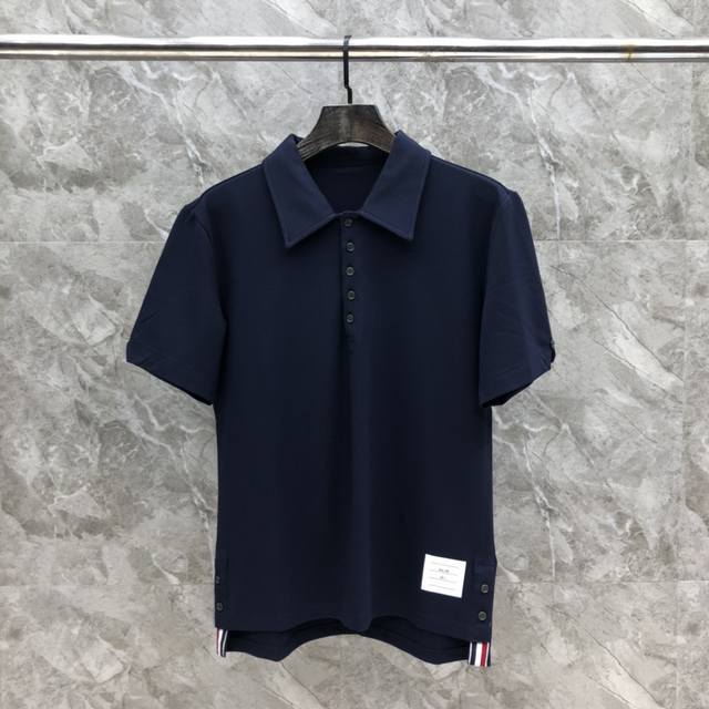 高版本重工罗马纹翻领Polo 码数：1-5 颜色：藏青、灰色