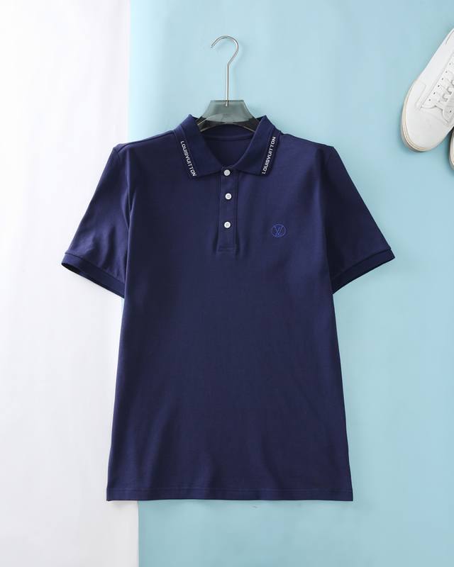 新品 Lou V 路*登 Ss夏季新款网眼珠地棉布时尚翻领短Tee，男士经典字母标识刺绣商务休闲短袖Polo衫！V家当季全新Polo衫，以其独特的设计理念和精湛
