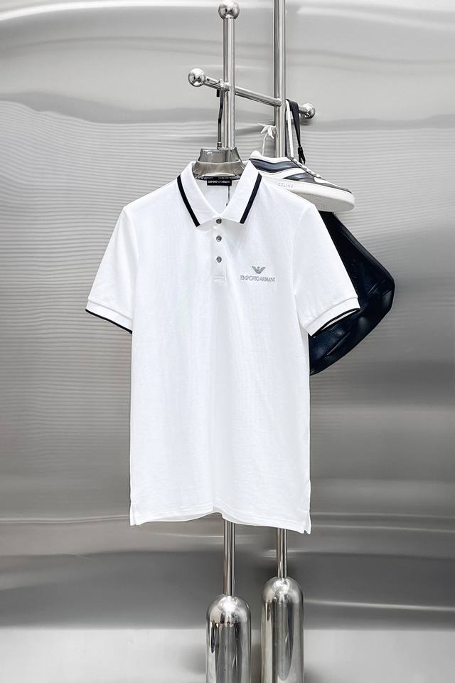 Armani 2025Ss夏季新款 Logo男士翻领Polo衫！经典商务男款，高端男装的天花板级别的商务男款！简约时尚大气不失优雅，单穿内搭体面过人，品质控 细