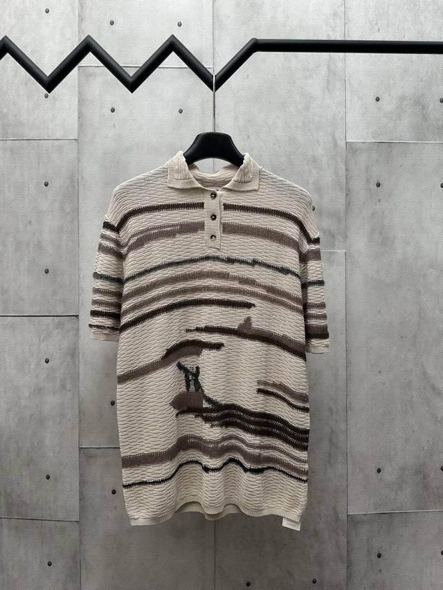 D Bv 水墨元素针织Polo衫尺码：S M L
