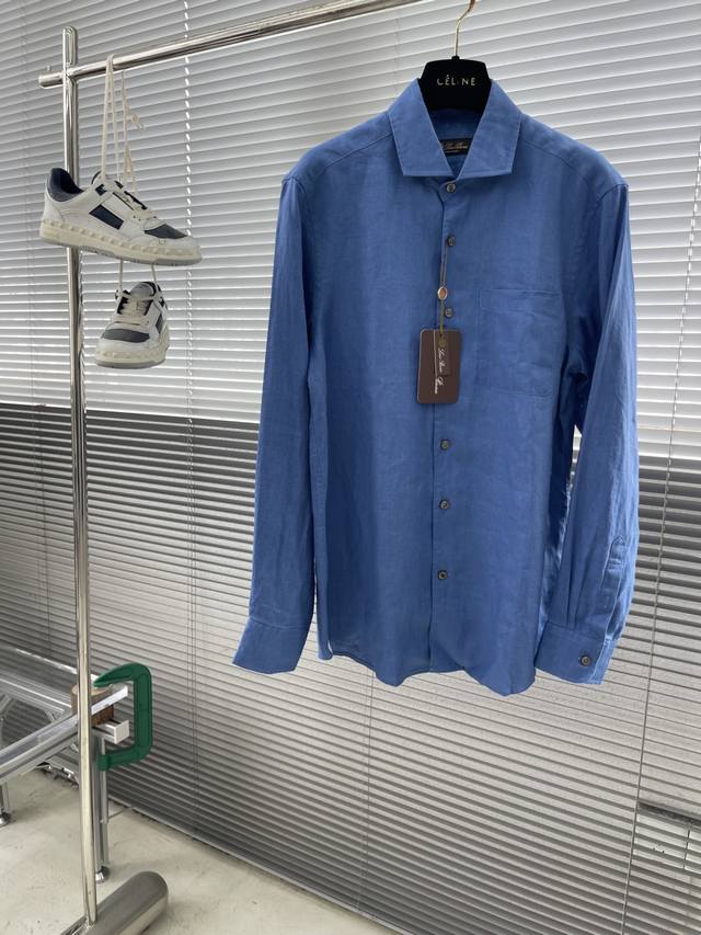 Loro Piana 25Ss春夏新款进口亚麻面料纯色翻领衬衣，男士简约单口袋设计商务休闲百搭长袖衬衫！贸易公司渠道稀出，同步官网发售！穿着这款Lp亚麻衬衫，行