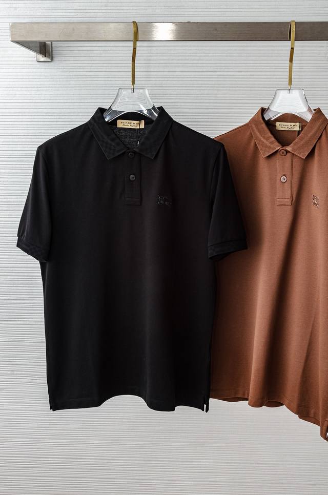 Burberry 巴宝莉 2025Ss新款网眼珠地液氨处理工艺Polo衫，男士经典条纹撞色翻领商务休闲短袖Polo衫！商务休闲皆宜的百搭款式！此款Polo衫采用