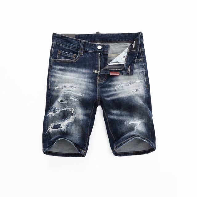 新款男装牛仔裤 Dsquared2 潮牌百搭男士洗水破洞 韩版修身牛仔裤 短裤码数齐 现货 28-29-30-31-32-33-34-36-38