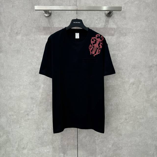 Ch 克罗心藤蔓宝剑 幻影十字架短袖Size S M L 面料采用26织200克全棉材质 印花采用手工胶浆印花 定制辅料