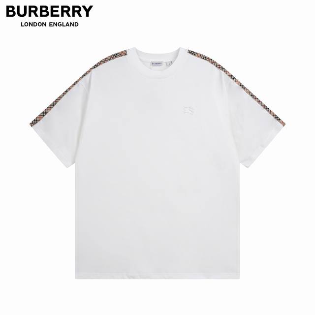 细节图 顶级版本.官网品质 #Burberry巴宝莉经典格纹织带拉肩战马刺绣短袖T恤#官方原版一比一复刻 面料采用Bur定制平织棉 舒适透气不变形 进口田岛刺绣