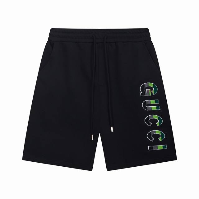 Gucci 古驰 2025新款 四色牙刷绣字母Logo 后口袋红绿双G字母刺绣 男女日常通勤穿搭必备 休闲短裤 定制毛圈面料 松紧+抽绳可调节裤腰 腰标吊牌洗水