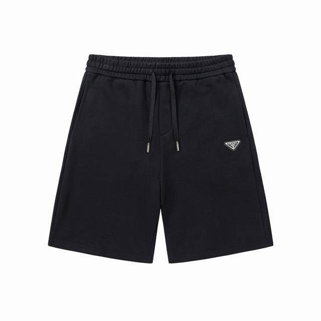 Prada 普拉达 2025夏季新款 定制三角章 后口袋 牙刷绣字母Logo 情侣款 休闲短裤颜色：黑色码数：S-Xl