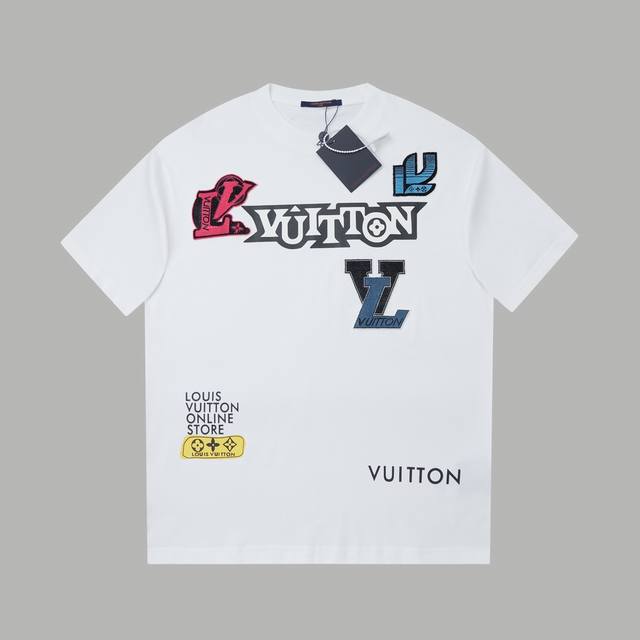 路易 Lv 25Ss早春新款短袖 牙刷绣Lv字母短袖轻奢主义 男女日常通勤穿搭必备单品 正确版本 欢迎对比详细特征 320克100%纯棉双纱汗布面料 进口田岛机
