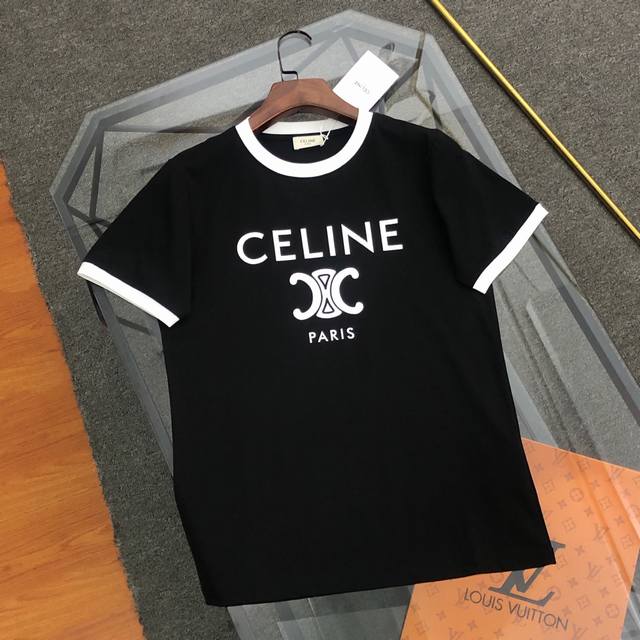 Celine赛琳 2025新款字母Logo印花短袖T恤原版面料高版本高品质 网红明星同款 50支双冰爽棉170G面料 铺陈于品牌的服饰系列 数码直喷工艺 手感非