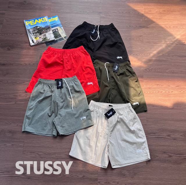 纯原臻品 原厂品质 Stussy斯图西 Water Short Stock 25Ss新品 五色 Stu西海岸 基础纯色经典小标印花Logo工装复古运动休闲抽绳设