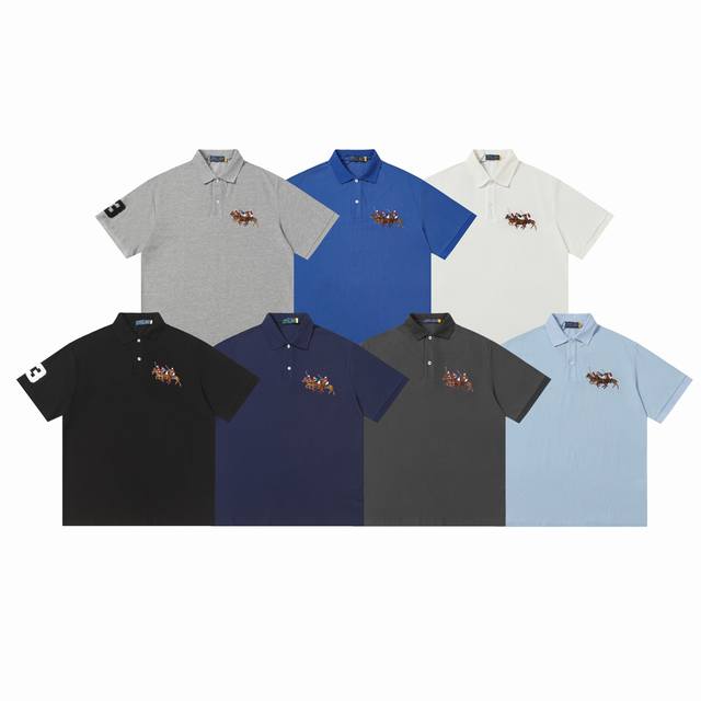 供 拉夫劳伦Ralph Lauren经典三匹小马数字刺绣 Polo衫 克 精棉珠地面料 定织定染螺纹 原版贴纸 扫码可进官网大版型宽松有型 最大可穿 斤颜色：黑
