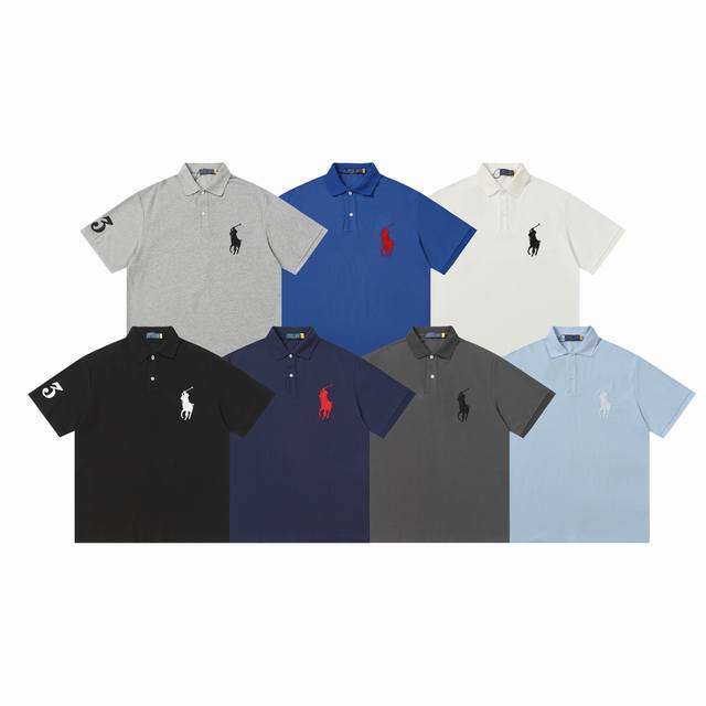 供 拉夫劳伦Ralph Lauren经典Logo刺绣 Polo衫 克 精棉珠地面料 定织定染螺纹 原版贴纸 扫码可进官网大版型宽松有型 最大可穿 斤颜色：黑色