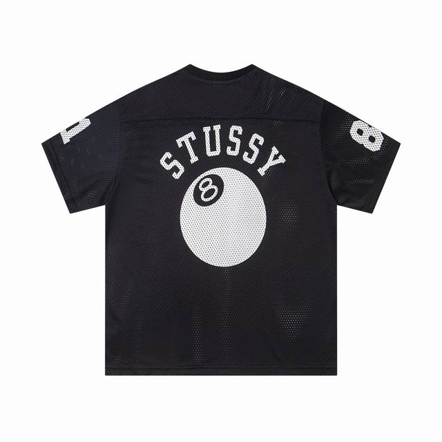 Stussy斯图西运动休闲球衣绿色字母8号球印花经典款式滑板休闲运动风格 运动网布面料短袖 T恤颜色：杏色 黑色码数：S M L Xl