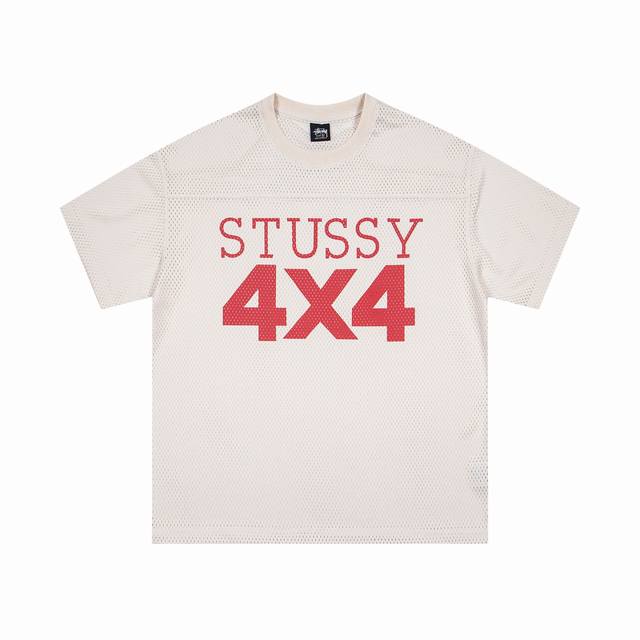Stussy斯图西运动休闲球衣字母印花经典款式滑板休闲运动风格 运动网布面料短袖 T恤颜色：黑色 杏色 码数：S M L Xl