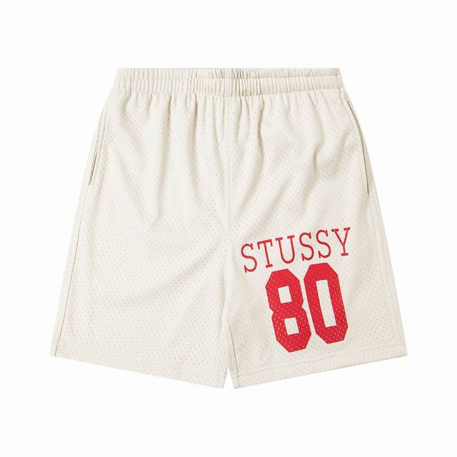 Stussy斯图西 Ss25 Dro Team Jersey 80 徽标网眼夏季系列宽松网状面料健身运动短裤颜色：黑色 杏色 迷彩码数：S M L Xl