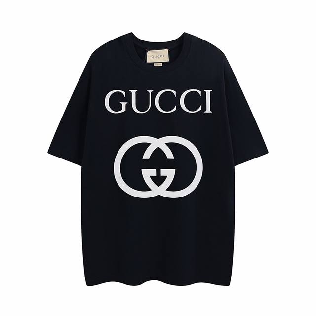 全年有货不下架 Gucci 古驰 经典款饰互扣式双G超大造型印花短袖原版面料 官方同款 定制280克同缸染面料 手感非常舒服 春夏最新砖柜同步 Os落肩版型 时