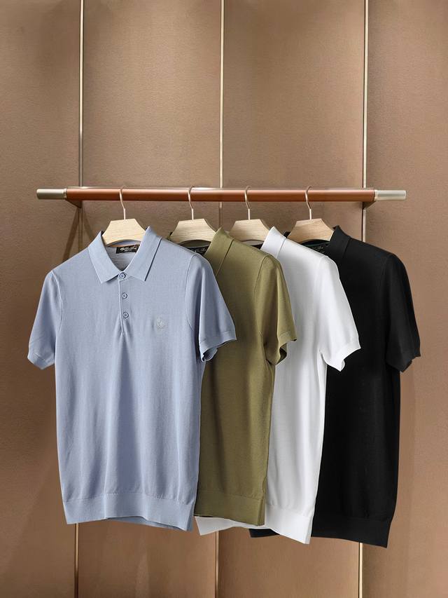 Sg Loro Piana Ss25 春夏男装颜色:黑色，白色，蓝色，绿色码数:M-3Xl 超级爆款推荐，春夏新品男装系列爆款翻领针织衫，作为年度最是经典单品，
