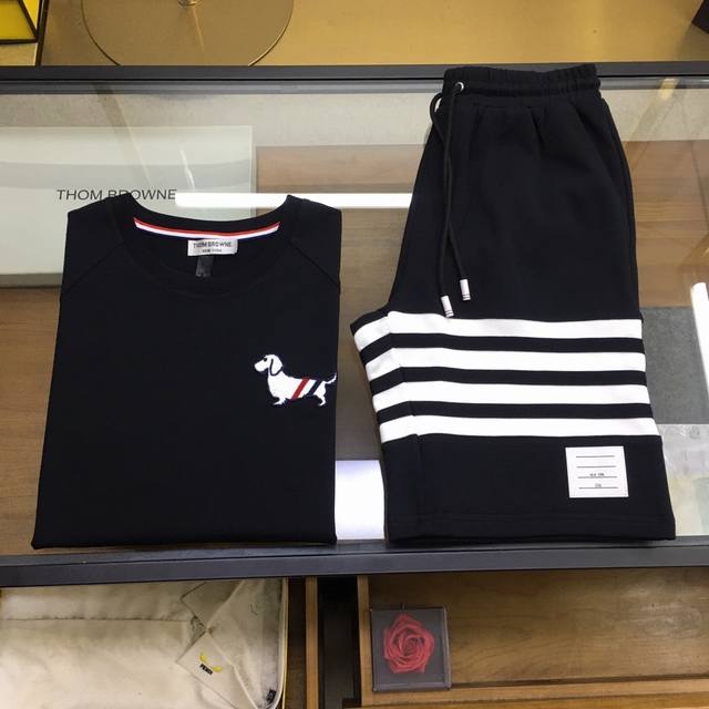Shi 新品套装 T.B 拆卖独家爆款火爆Tb 动物狗狗短袖套装系列独家定制贵柜级32支双纱长绒棉体恤面料，清爽吸汗，夏日时尚必备重工艺顶级进口水溶绣花可爱小狗