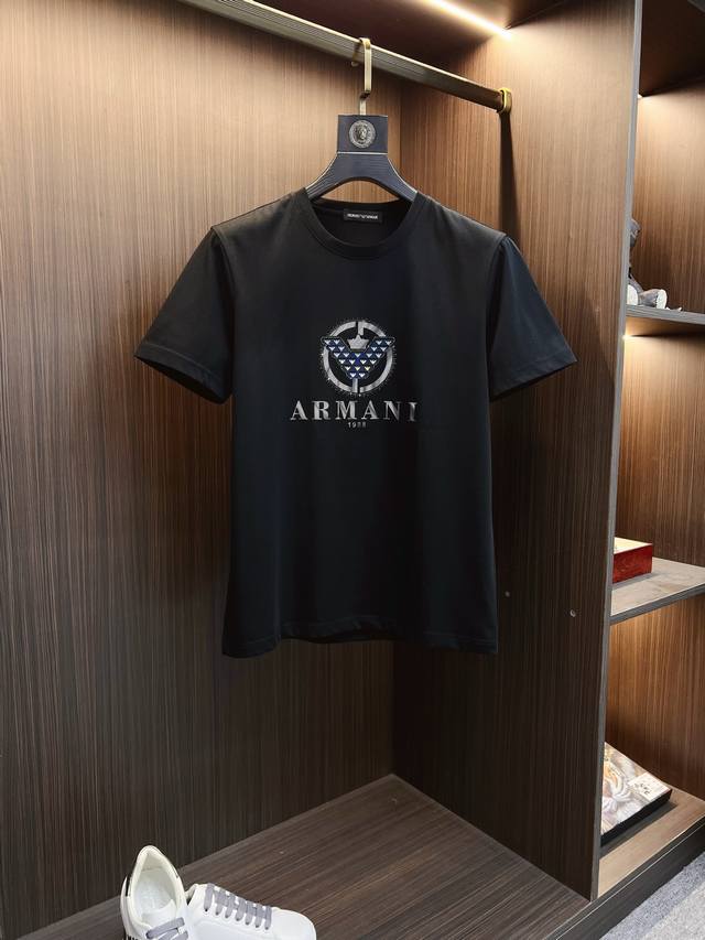 Armani 阿玛尼 2025Ss春夏高品质丝光棉短袖T恤 M-6Xl可穿至230斤 顶级原单品质，当下最新工艺要求，顶级订单要求车线做工，超级好搭配，顶级定制