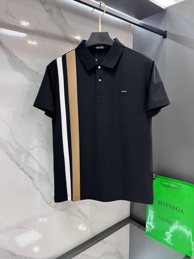 Boss 2025新款高端商务Polo 白领 单位人士必入单品！ 休闲商务翻领短袖，科技面料，体感非常棒，手感顺滑质感很棒！弹性好，无任何束缚感，面料自带透气网