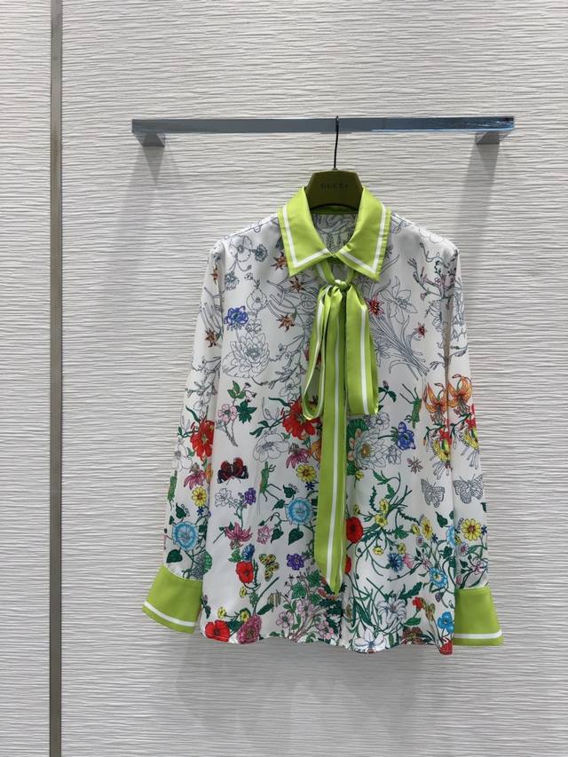 Gucc* 2025Ss新款 印花面料 简约中流露出高奢 整件衣服做工更是非常精细！ 版型简单一目了然，美伦美幻 低调又要引人注目，必选这款 Sml S衬衣 后