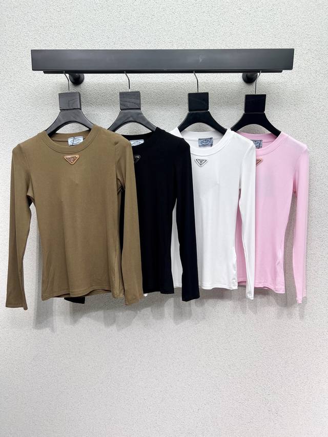 家经典三角标长袖打底上衣 进口弹力纯棉面料 高品质 四色 尺码Sml.