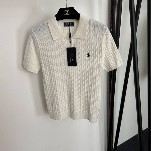 款号20254259 Polo Ralph Lauren拉夫.劳伦新款 马球刺绣Polo领短袖麻花针织衫 上衣，白色，粉色，深蓝色，红色，深红色，深紫色，玫红色