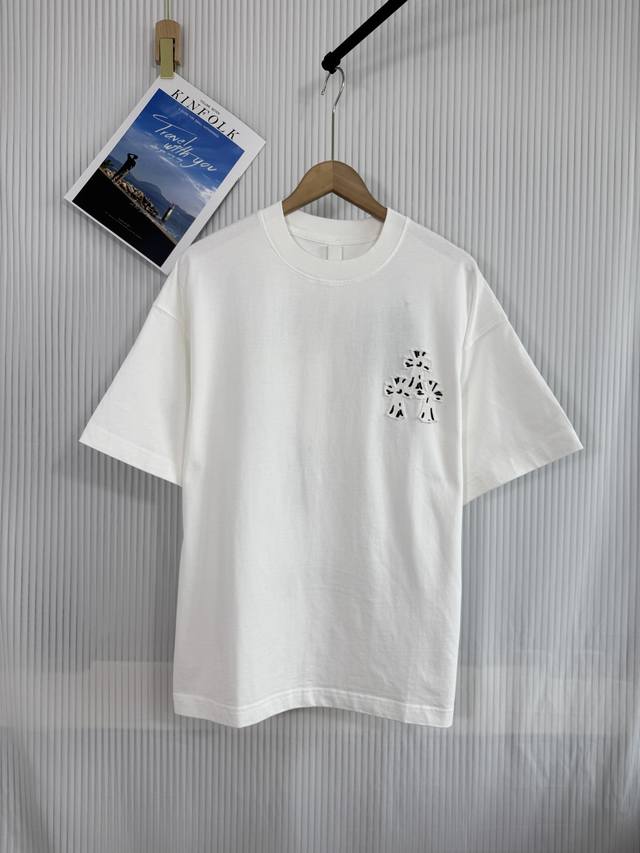 Ch高版本克罗心Chrome Hearts 2025春夏新款十字贴布水洗短袖T恤，面料：26支双纱 320克重，十字贴布绣花，重工洗水印花工艺：贴布绣 颜色：黑