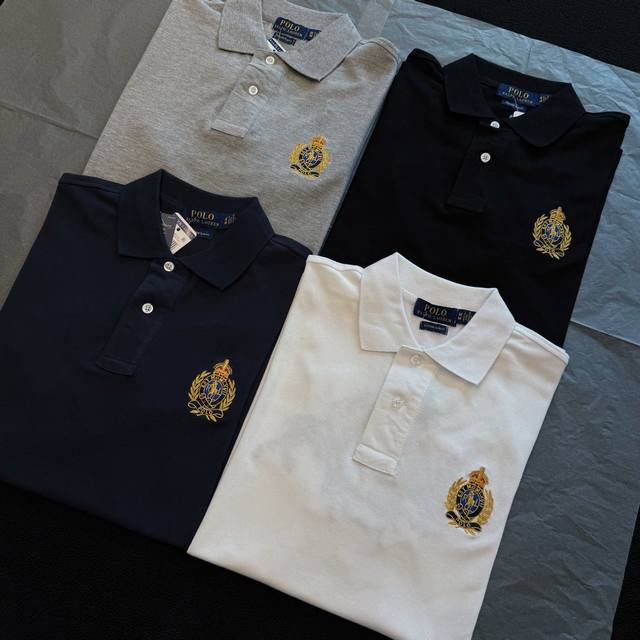 款号Rl03 四色 Ralph Lauren 拉夫劳伦 金标徽章刺绣大马Logo 翻领Polo衫 T恤短袖面料100%珠地棉，胸口进口刺绣Logo，定制螺纹领，
