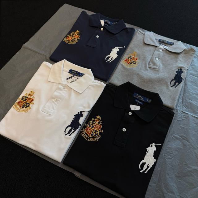 款号Rl01 四色 Ralph Lauren 拉夫劳伦 基础大马皇冠俱乐部徽章刺绣Logo Big Pony 翻领Polo衫 T恤短袖面料100%珠地棉，胸口进
