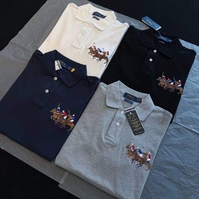 款号Rl02 四色 Ralph Lauren 拉夫劳伦 三匹小马刺绣Logo 翻领Polo衫 T恤短袖面料100%珠地棉，胸口进口刺绣Logo，定制螺纹领，大马