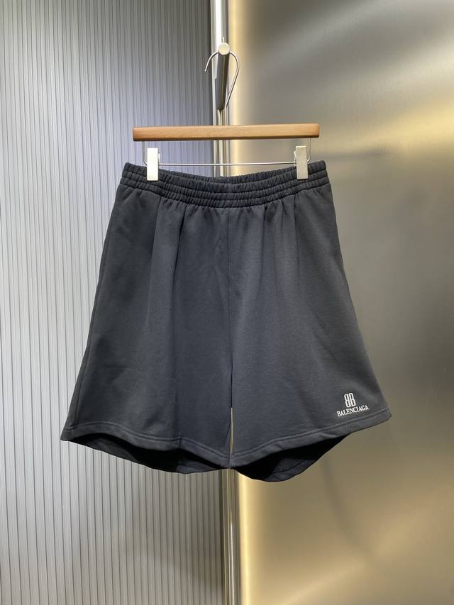 Balenciaga 顶级原单 巴黎世家25Ss 双B新Logo刺绣休闲短裤面料采用巴黎Zp定制定染洗后新锐卫衣料 重磅440G Air.棉感自然 挺括有型 纹