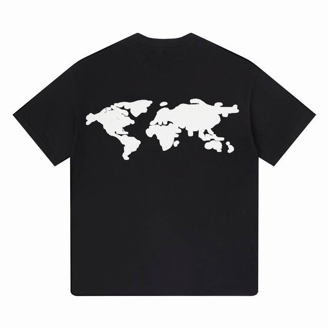 Go902# 白底图 顶级版本Goodbrand 24S S Mossy Earth 地球提花湿毛巾绣T恤 颜色：黑色 码数：S M L Xl
