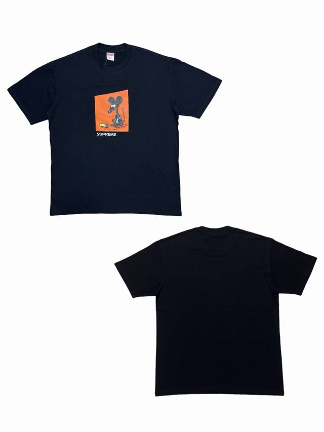 Su188# Supreme Week 1 Mouse Tee 全棉老鼠印花圆领短袖美式潮流T恤 男女同款采用圆筒无缝工艺 原版工艺 衣服侧面没有缝合骨位 鉴定