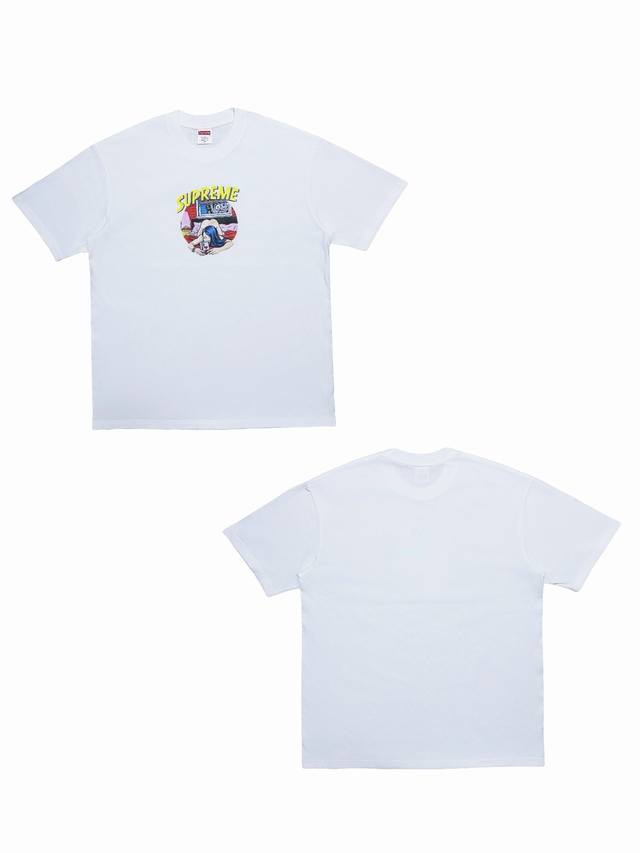 Su172# Supreme Ss25 Week1 Bedroom Tee 胸前圆形Logo图案短袖美式潮流T恤 男女同款采用圆筒无缝工艺 原版工艺 衣服侧面没
