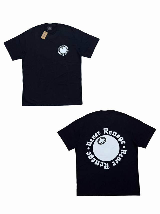 S292# Stussy 图案印花圆领套头短袖美式复古T恤 男女同款采用圆筒无缝工艺 原版工艺 衣服侧面没有缝合骨位 鉴定重点 面料：全都订织定染，260G克重