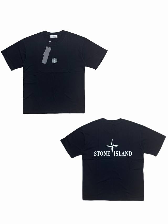 057# Stone Island石头岛 Fw24 字母Logo简约舒适徽标短袖T恤 黑白色经典圆领设计 配合精准的剪裁比例 无论是单穿展示干净利落的形象 还是