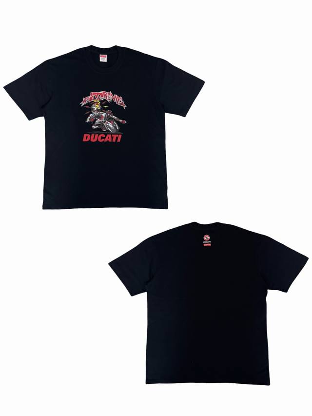Su169# Supreme X Ducati 联名款 Ss24 Week16 Bike Tee 摩托车印花图案短袖美式潮流T恤 男女同款采用圆筒无缝工艺 原版